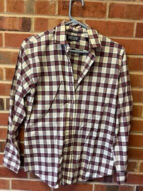 Land’s End Women’s Red And White Plaid Button Down
